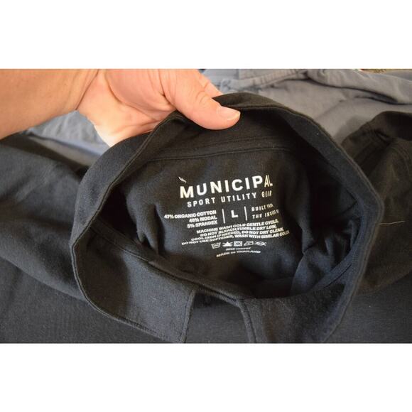 Municipal Polo Shirt Mens Large Sport Utility Gear Performance Modal Black - Picture 4 of 4